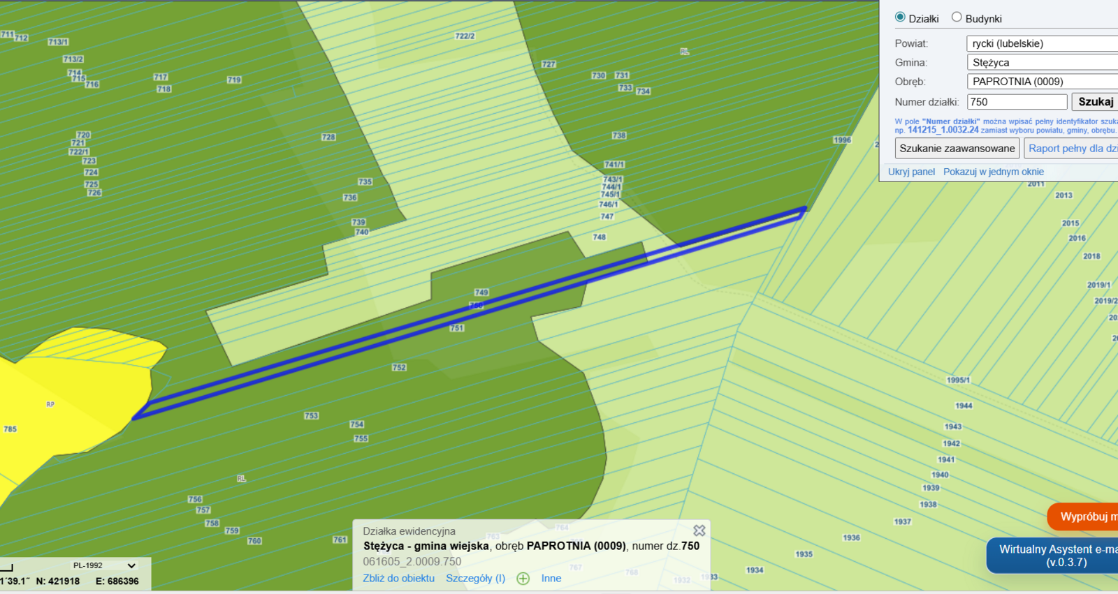 Działka leśna 6400 m² – Paprotnia, gm. Stężyca