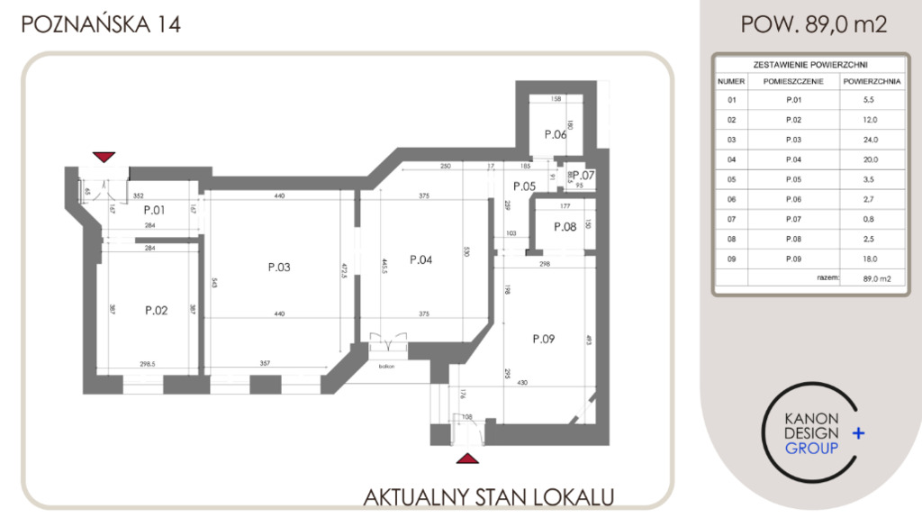 Poznańska 14, 88,94 m² 3 pokoje, balkon 2 wejścia - zdjęcie 2