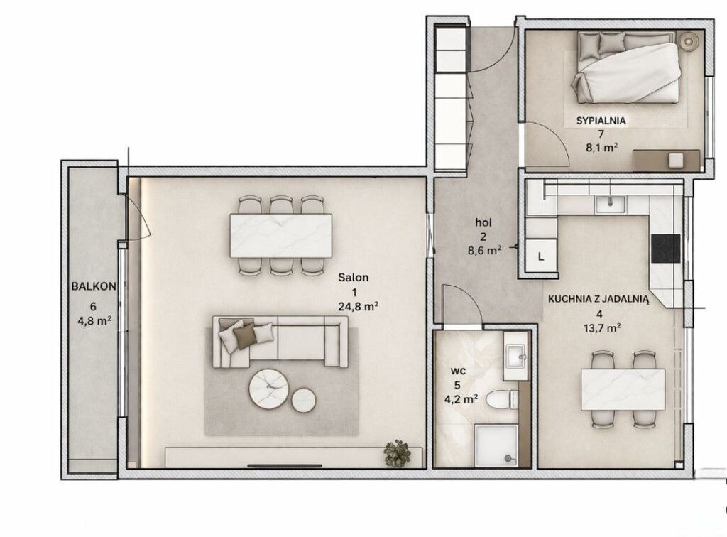 Mieszkanie gotowe do wprowadzenia 59m² po remoncie - zdjęcie 10