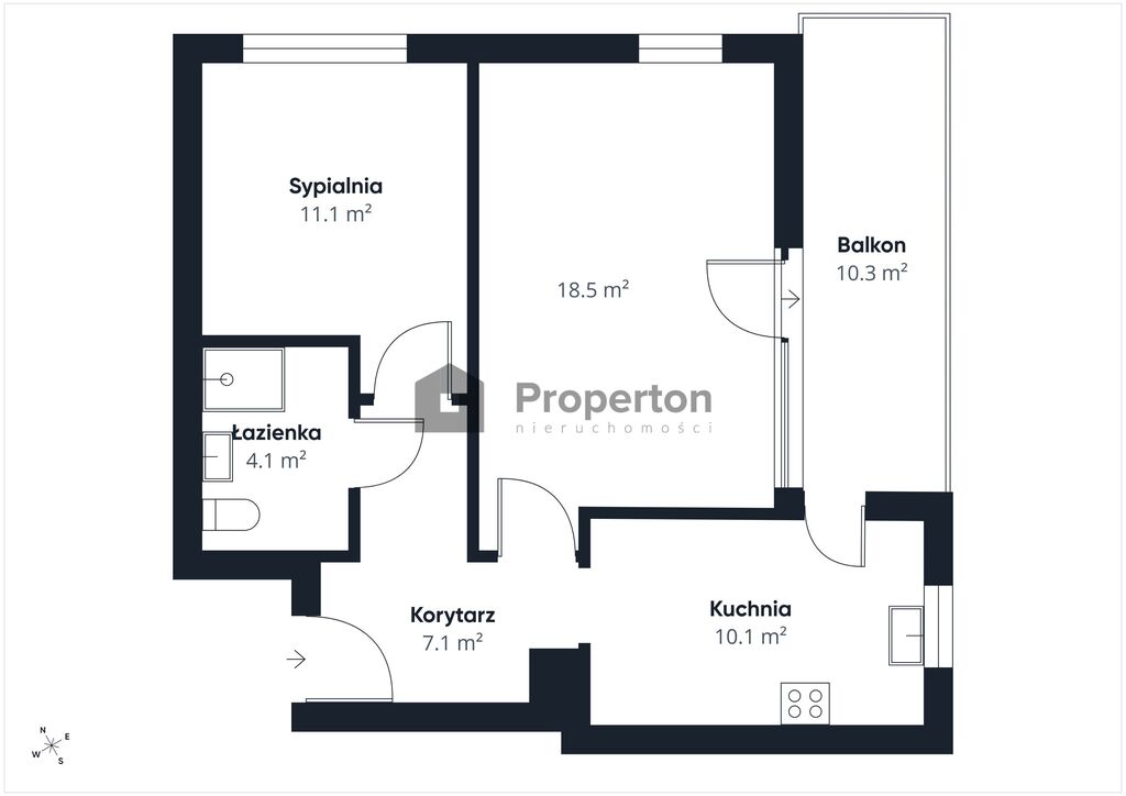Klonowa | 50,51 m² | 2 pokoje | Balkon - zdjęcie 12